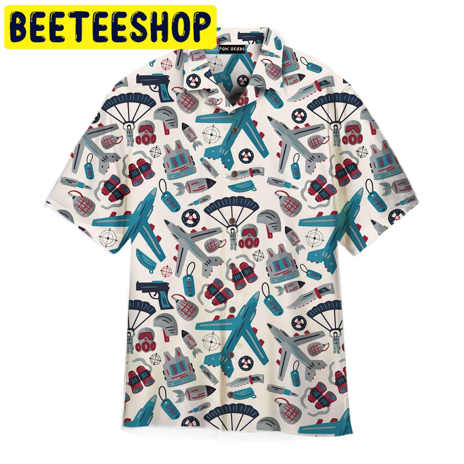 Airplane Pattern Hawaiian Shirt