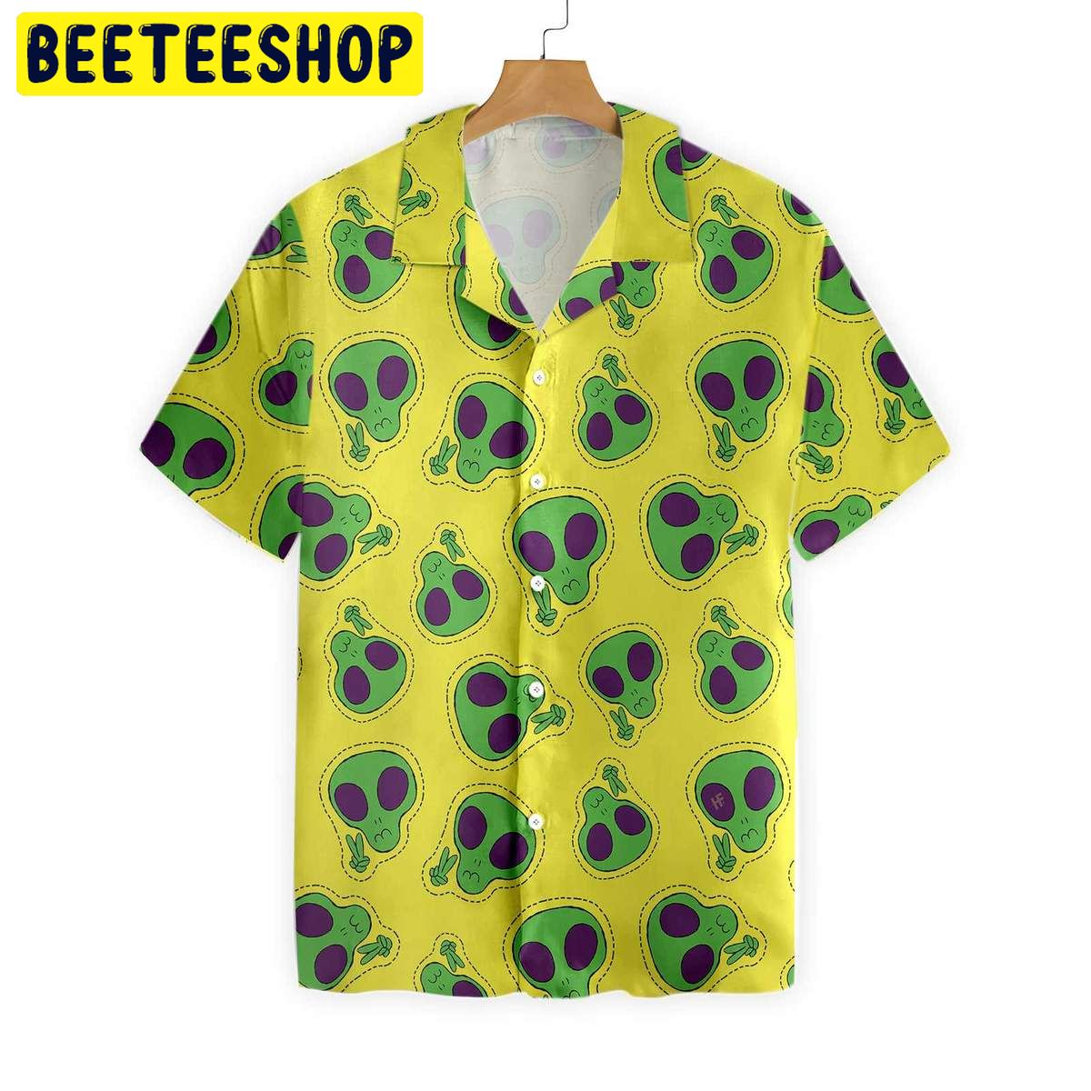 Alien Face Patch Trending Hawaiian Shirt