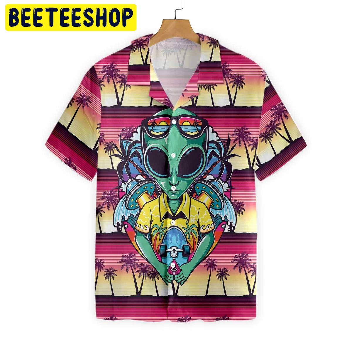 Alien With Skate Trending Hawaiian Shirt