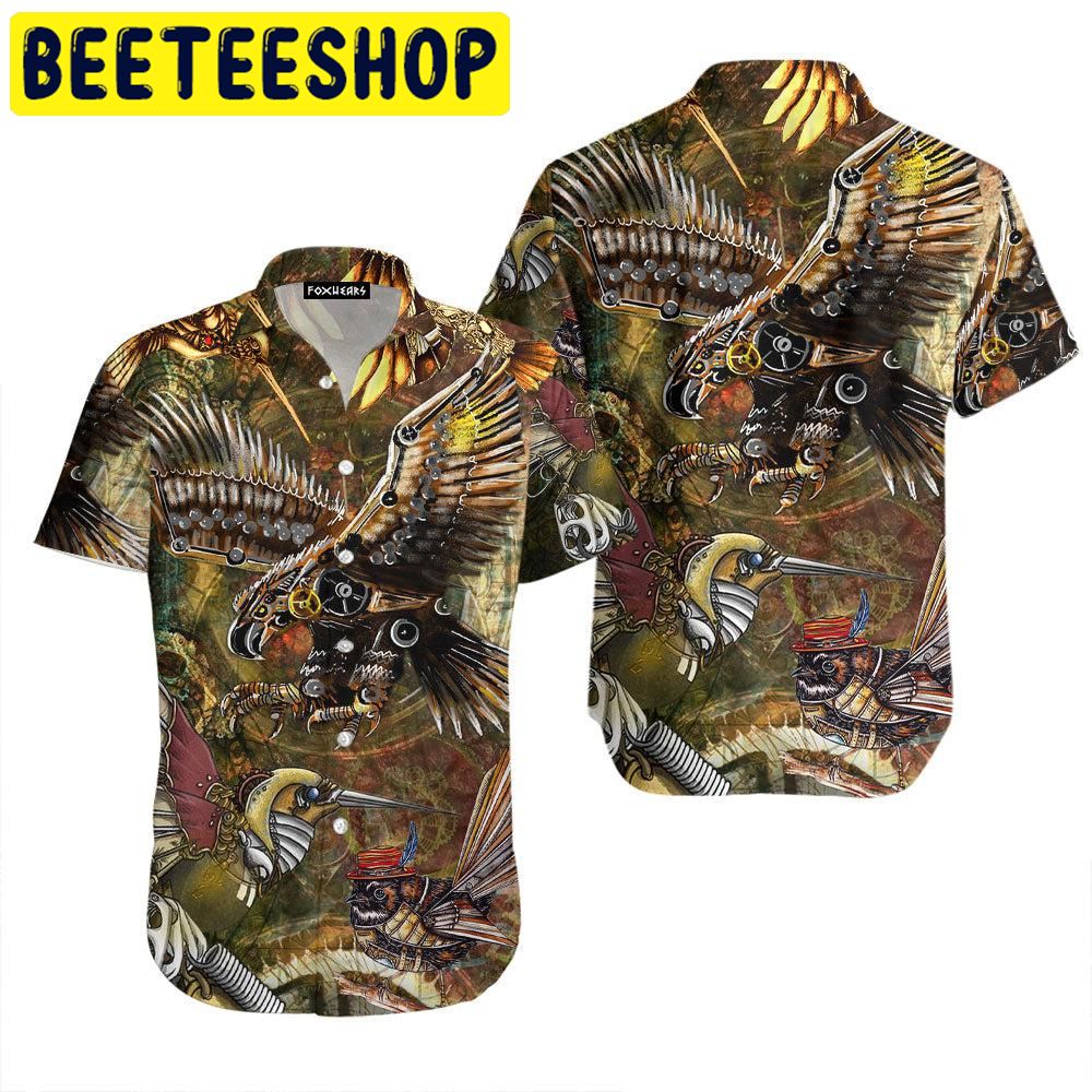 Aloha Shirts Steampunk Birds Hawaiian Shirt