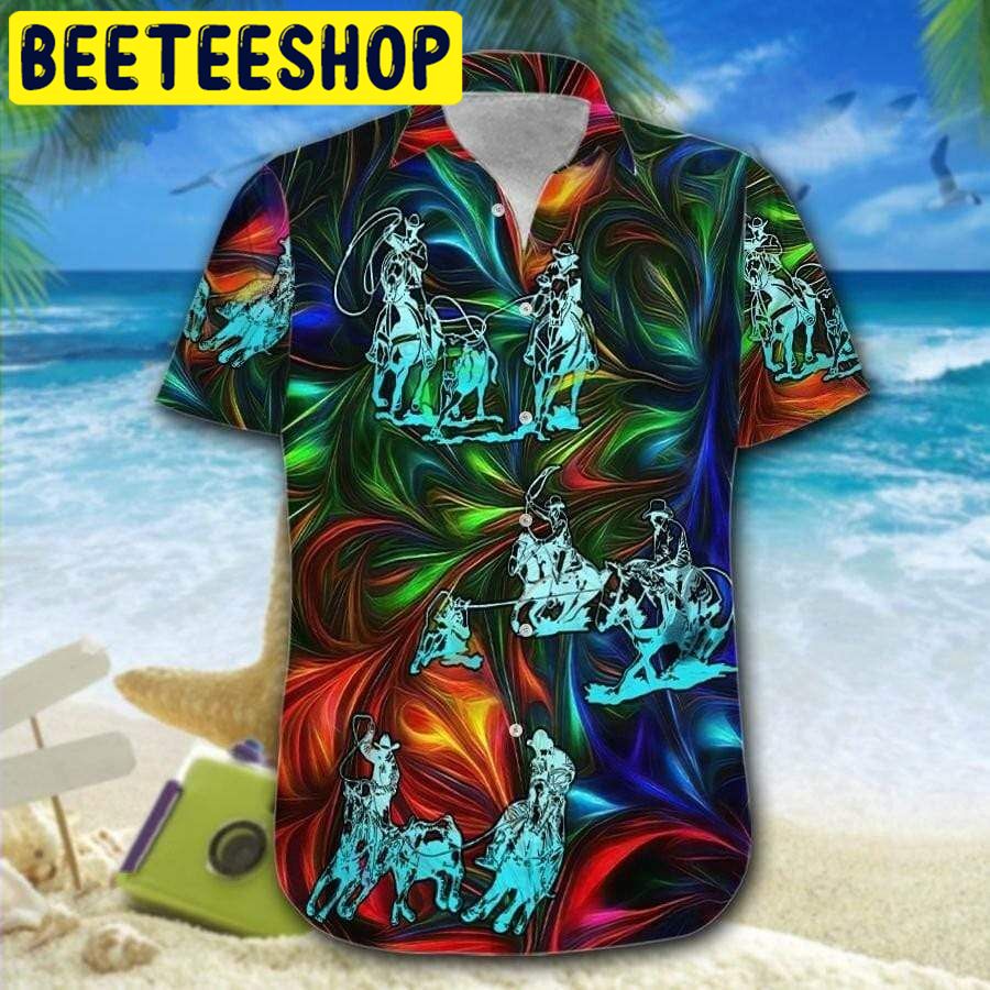 Amazing Team Roping Neon Hawaiian Shirt