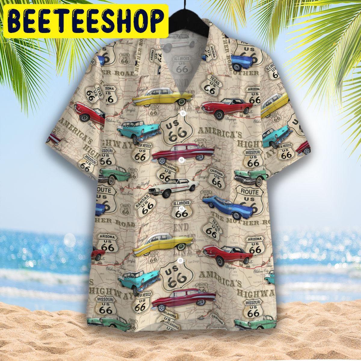 Amazing Vintage Muscle Car On Route 66 Hawaiian Shirt - Beeteeshop