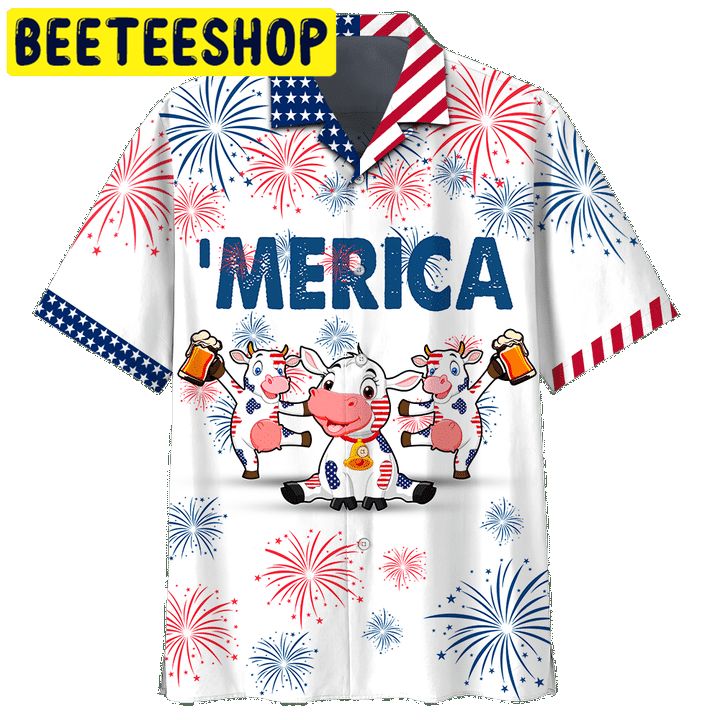 America Cow Beer Hawaiian Shirt