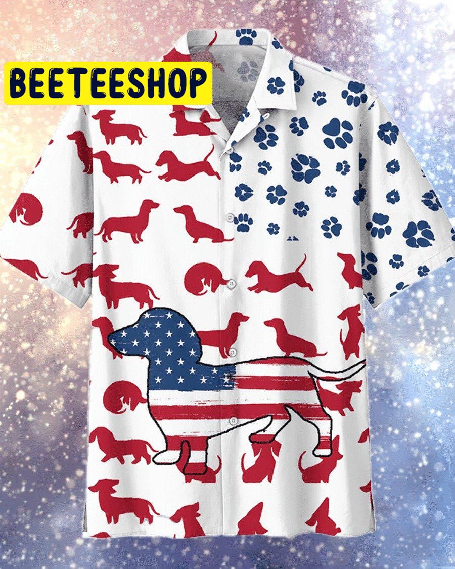 American Flag Dachshund Hawaiian Shirt