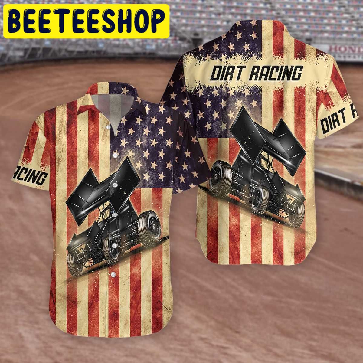 American Flag Dirt Racing Hawaiian Shirt