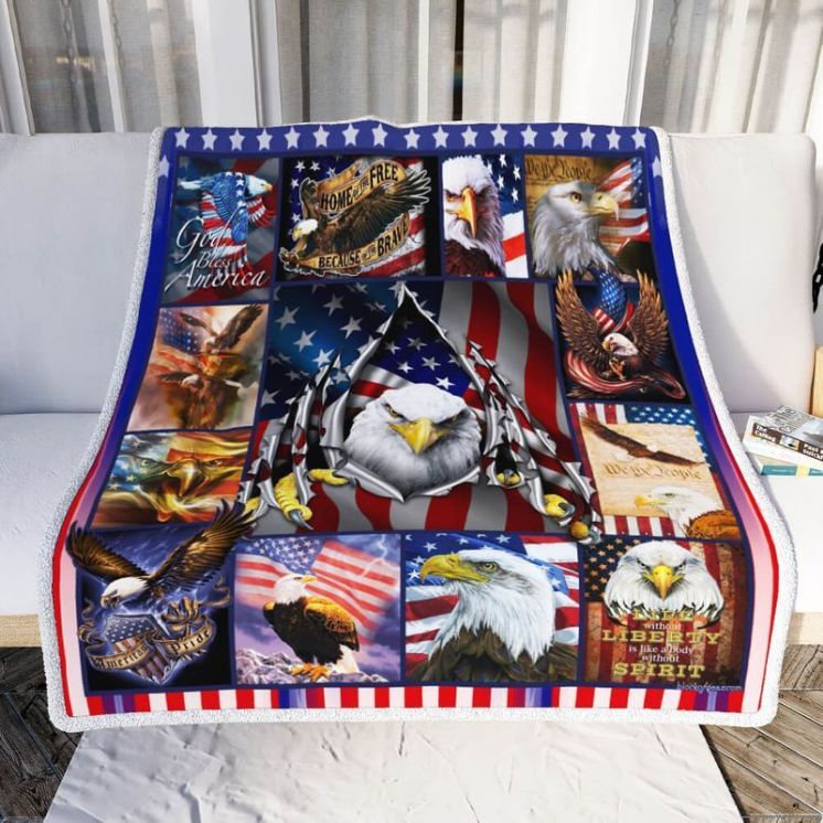 American Flag Eagle Comfy Sofa Throw Blanket