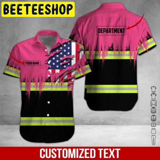 American Flag Heavy Equipment Workwear Custom Name Hawaiian Shirt 2154