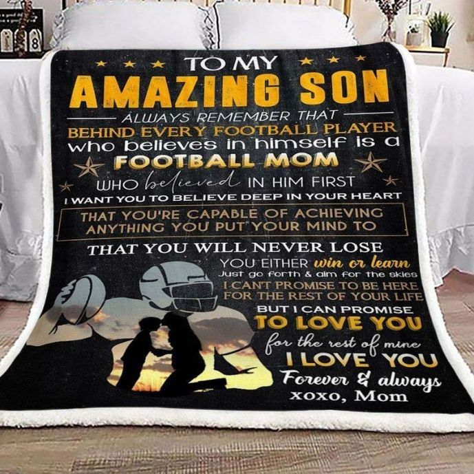 American Football To My Amazing Son From Mom Comfy Sofa Throw Blanket