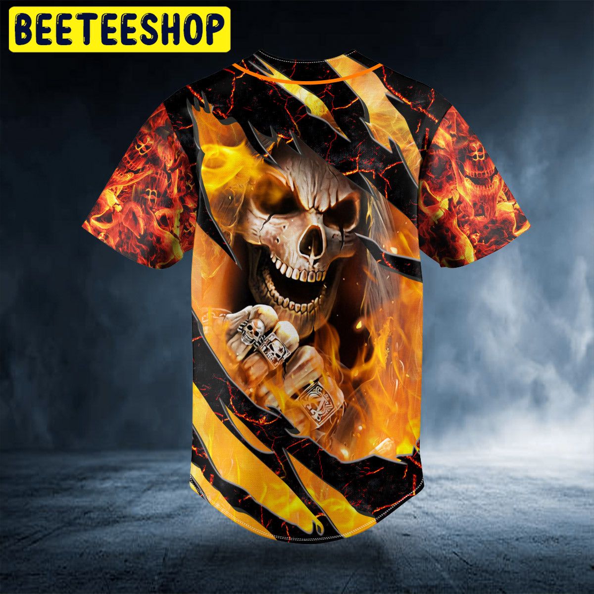 Angry Crack Fire Lava Skull Custom Trending Baseball Jersey - Beeteeshop