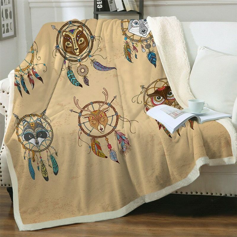 Animal Fox Dreamcatcher Wolf Comfy Sofa Throw Blanket