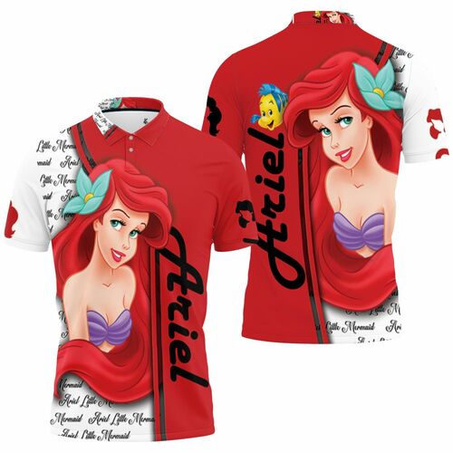 Ariel Little Mermaid Cartoon 3D All Over Print Polo Shirt