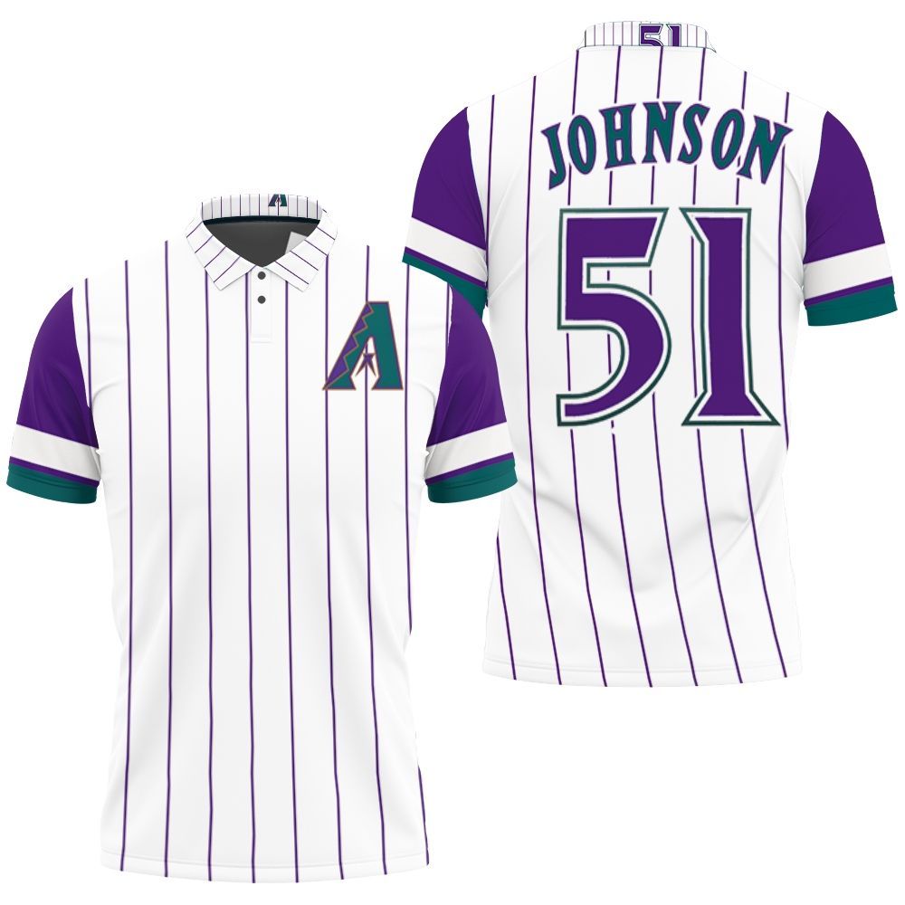 Arizona Diamondbacks Randy Johnson 51 Mlb White Purple Jersey Inspired  Style Hawaiian Shirt – Pixeltee