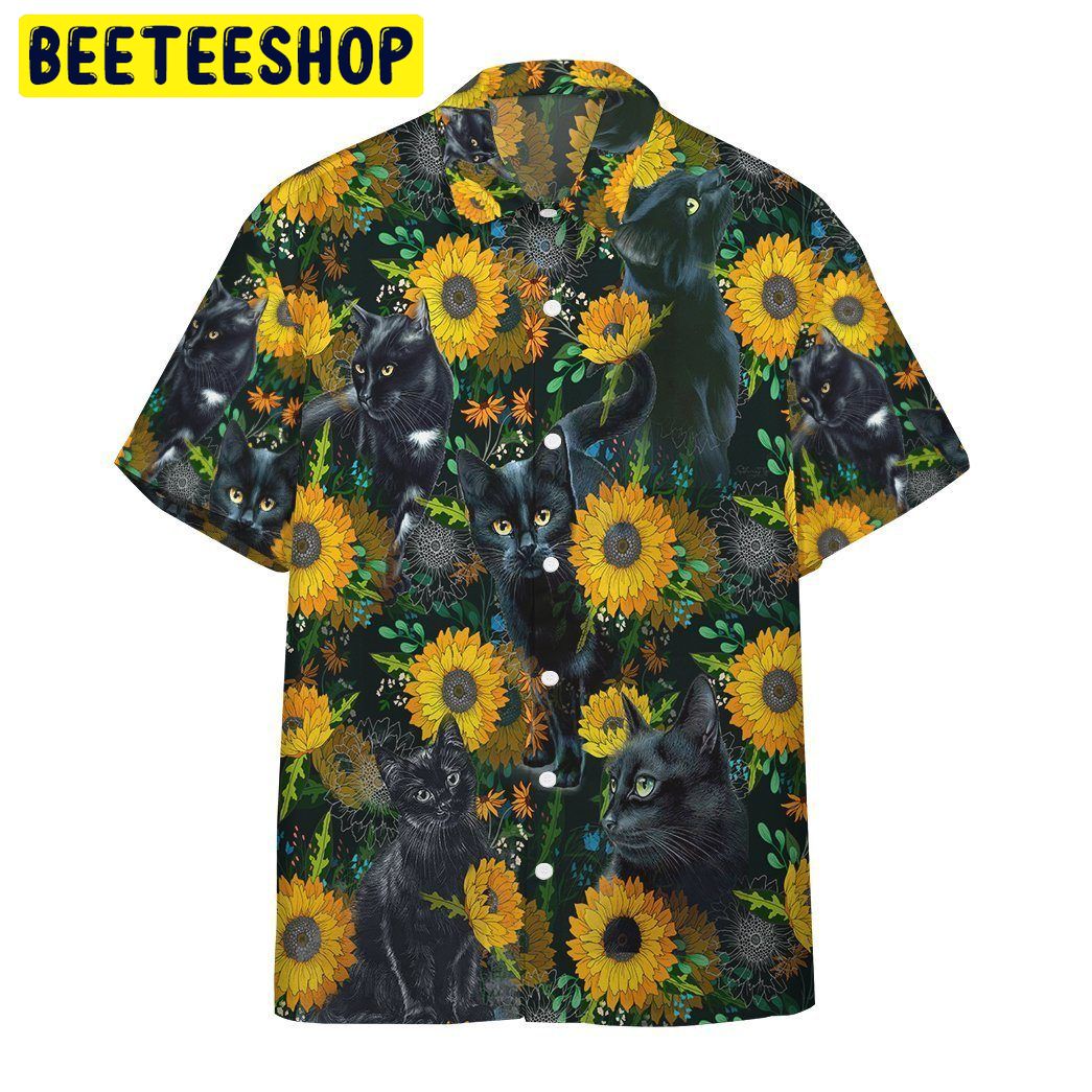 Art Black Cat 3D All Over Printed Trending Hawaiian Shirt