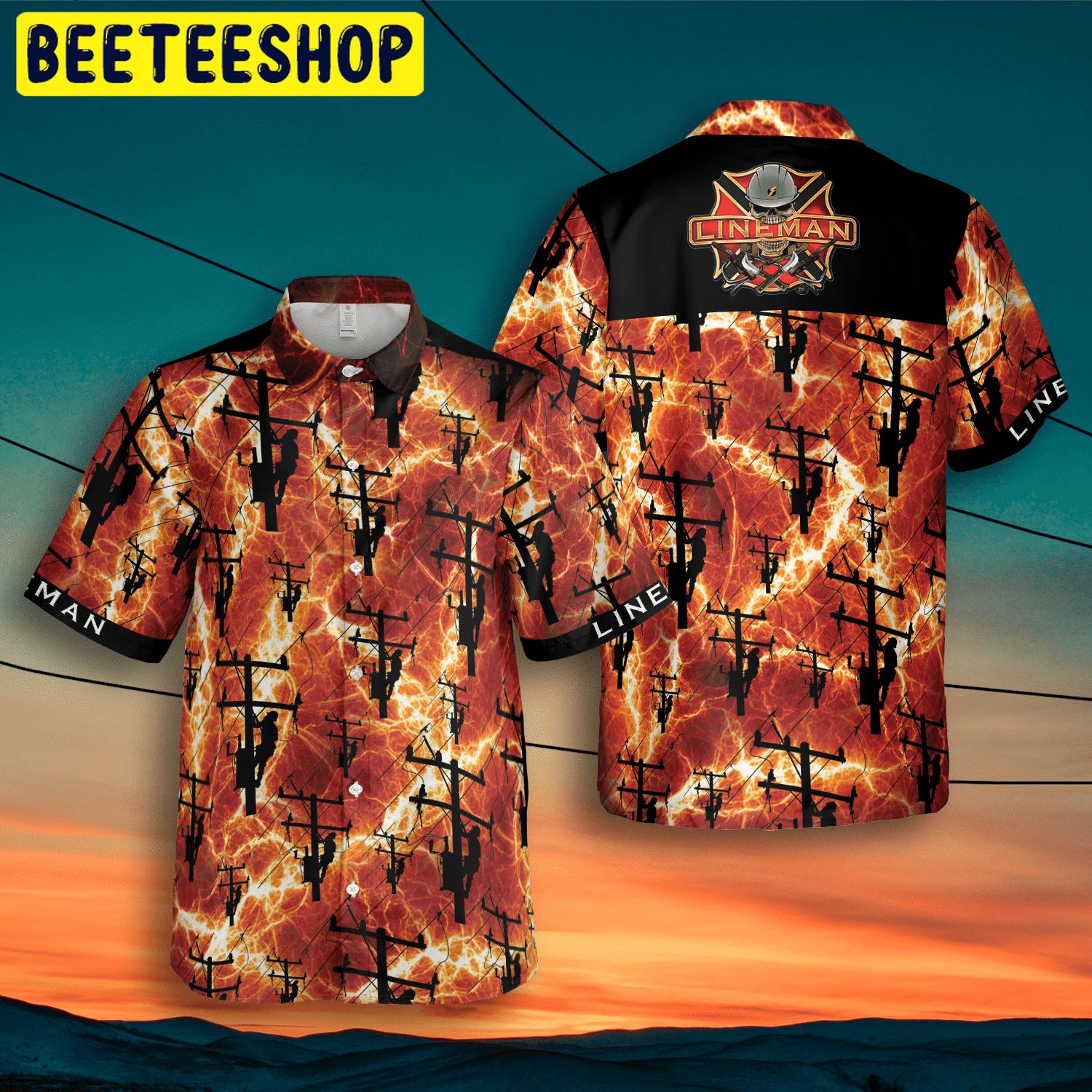 Art Lineman Red Thunder Storm Trending Hawaiian Shirt