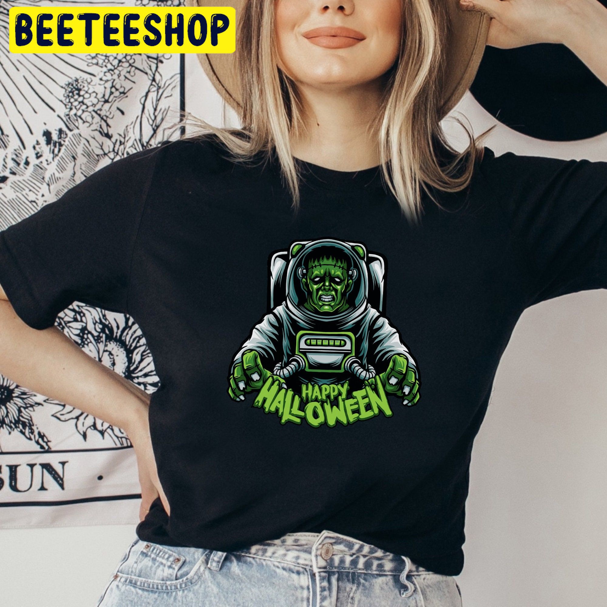 Astronaut Frankenstein Halloween Trending Unisex Shirt