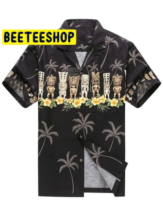 Awesome Black Tiki Hawaiian Shirt