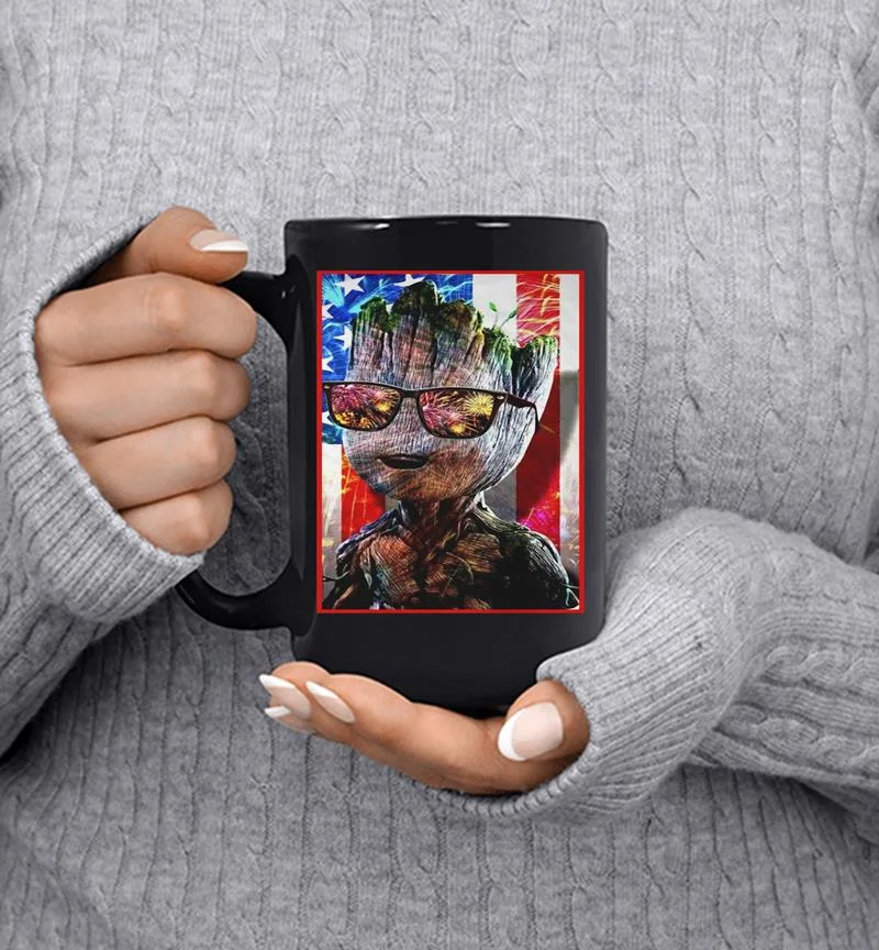 Baby Groot Happy New Year America Flag Mug