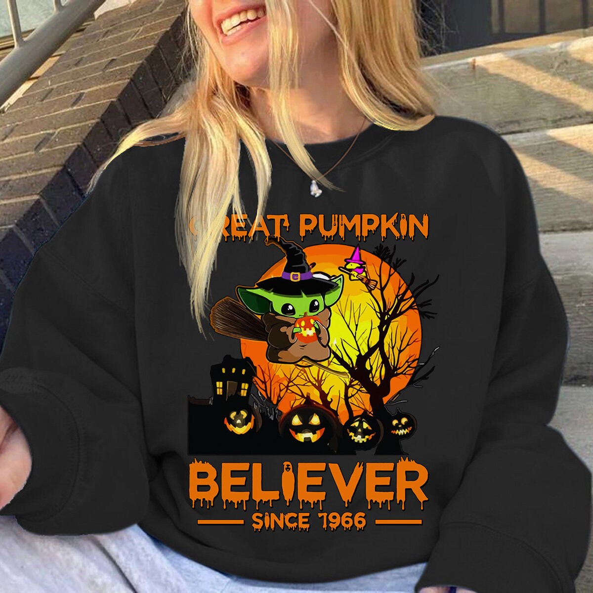 Baby Yoda Pumpkin Halloween Sweatshirt