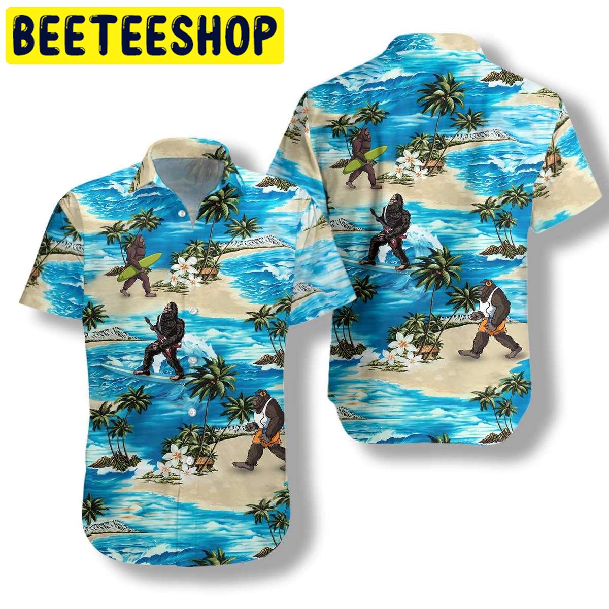 Beach Bigfoot Hawaiian Shirt