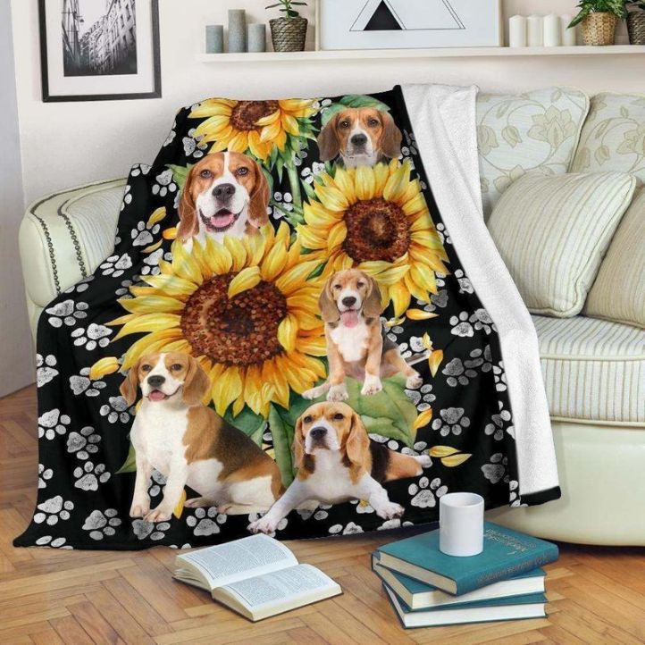 Beagle And Sunflower Comfy Sofa Throw Blanket