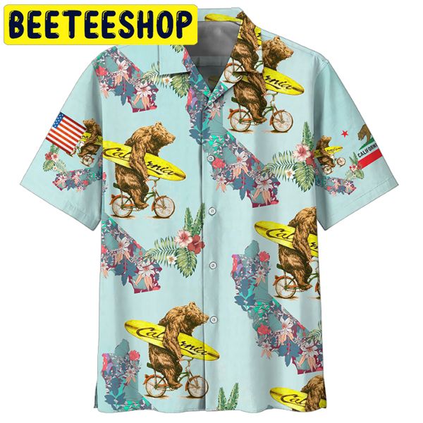 Bear I Love California Hawaiian Shirt