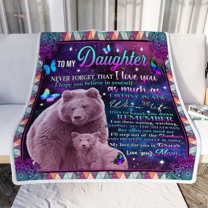 Bear To My Daughter Never Forget That I Love You Comfy Sofa Throw Blanket