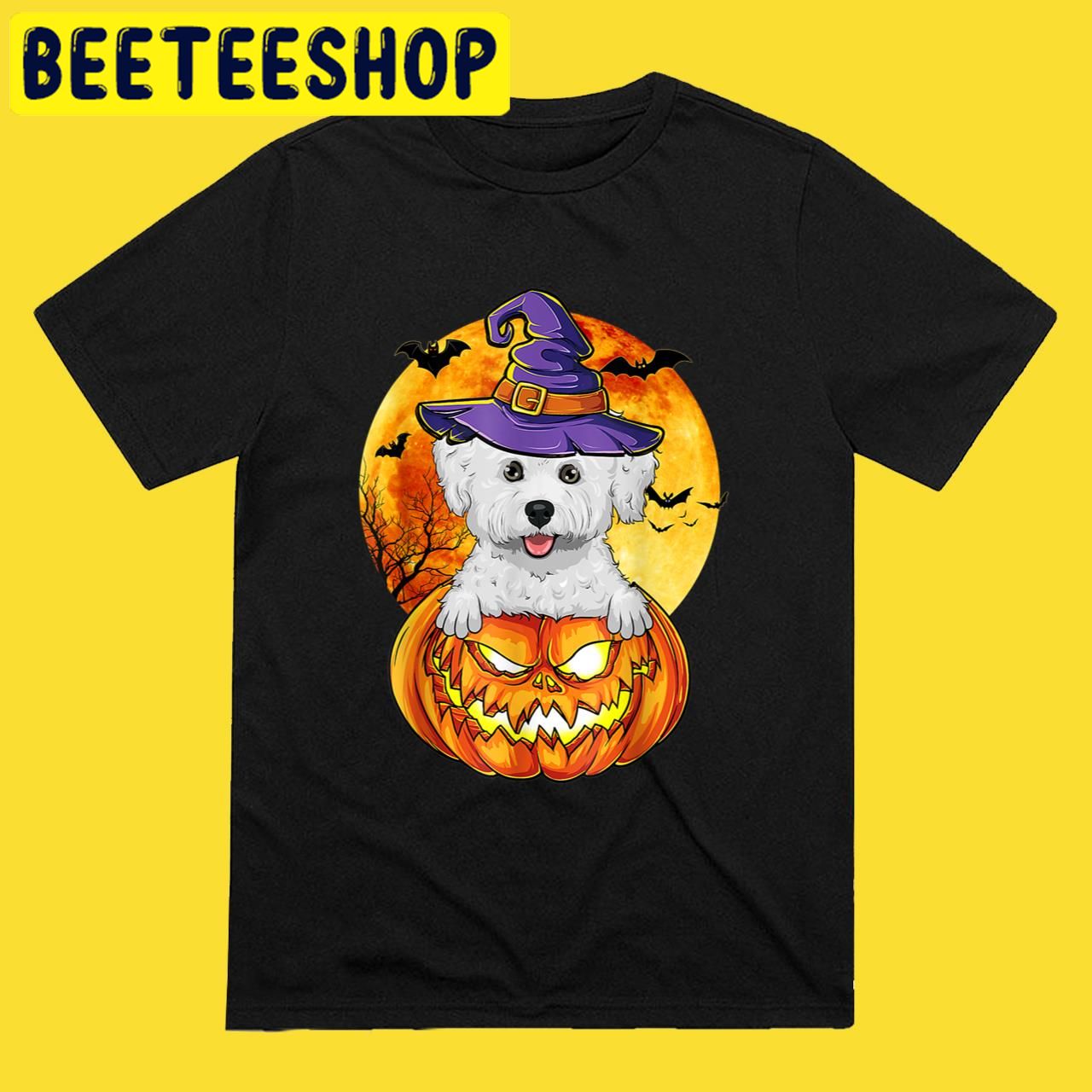 Bichon Frise Witch Pumpkin Best Seller Halloween Trending Unisex T-Shirt