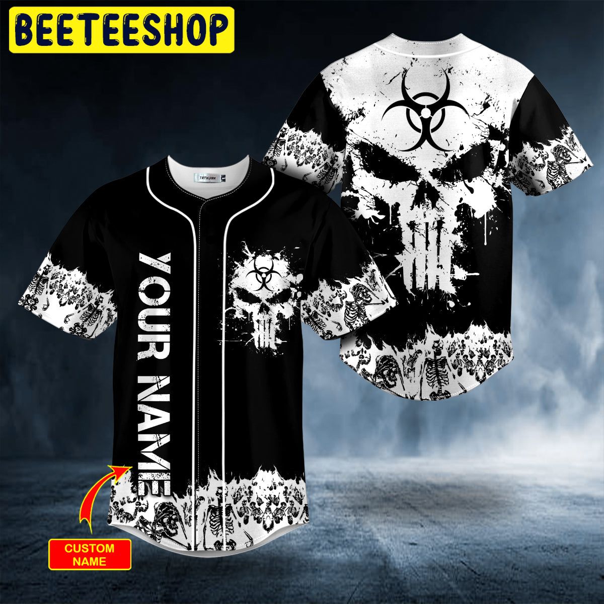 Biohazard Punisher Skull Custom Trending Baseball Jersey