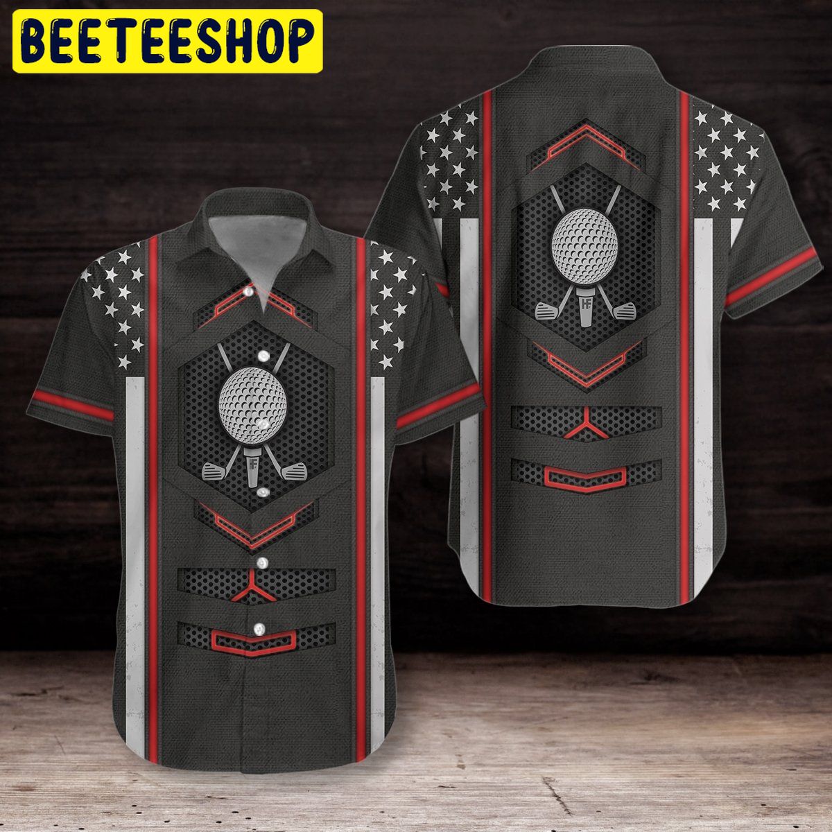 Black American Flag Golf Trending Hawaiian Shirt