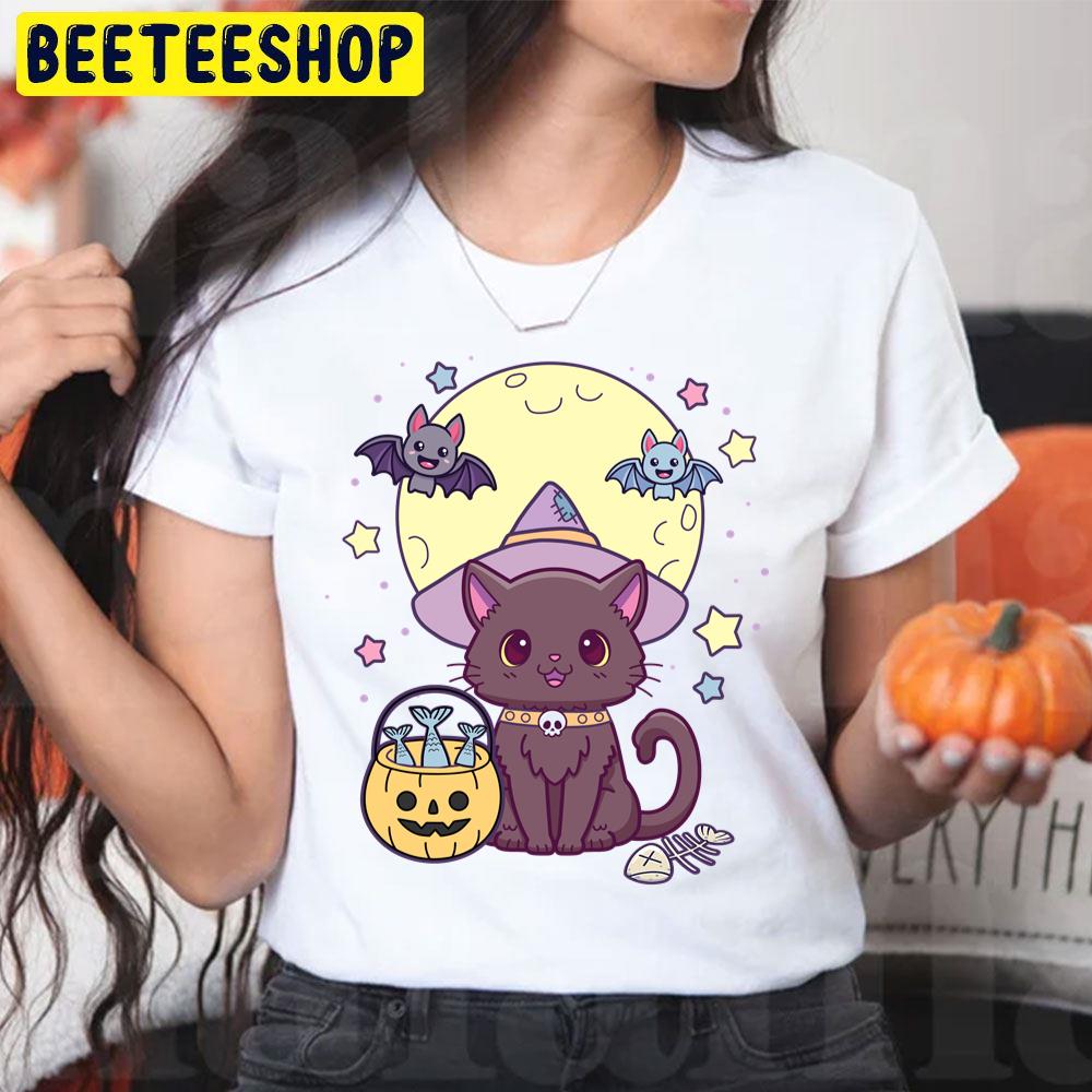 Black Cat Kawaii Halloween Trending Unisex T-Shirt