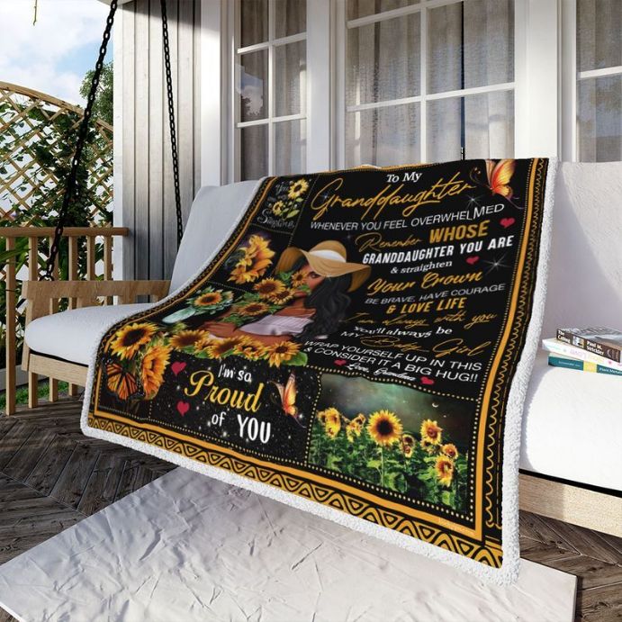 Black Queen Sunflower To My Granddaughter I’m So Proud Of You Comfy Sofa Throw Blanket