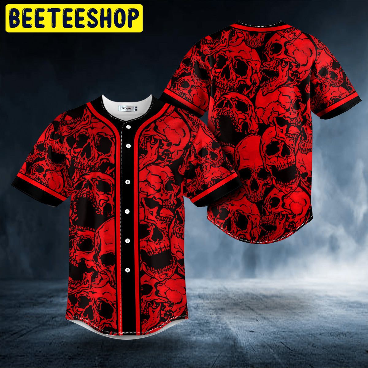 Black Red Scary Skull Trending Baseball Jersey