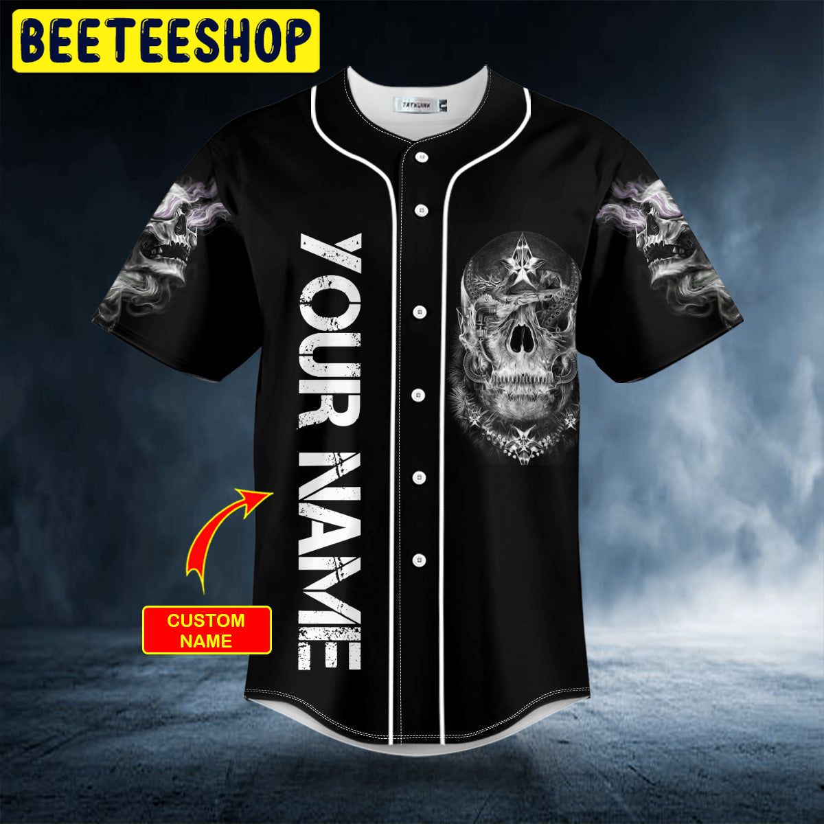 Personalized Flame Dragon Skull Chicago Bears Baseball Jersey - Teexpace