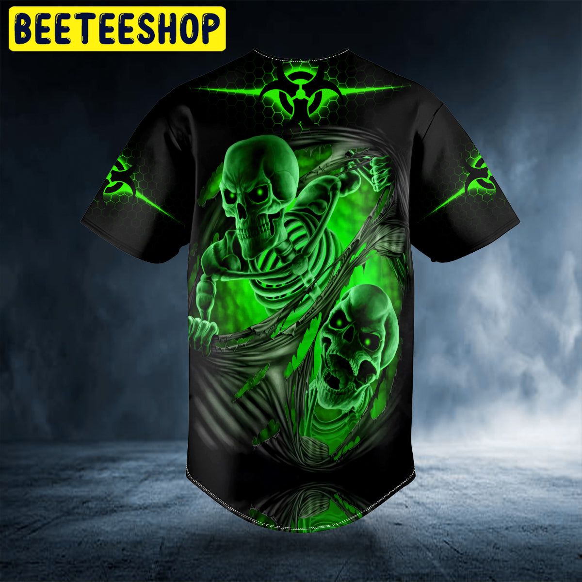 Custom Name Green Ghost Skull Baseball Jersey For Men And Women Gift  Halloween - Banantees