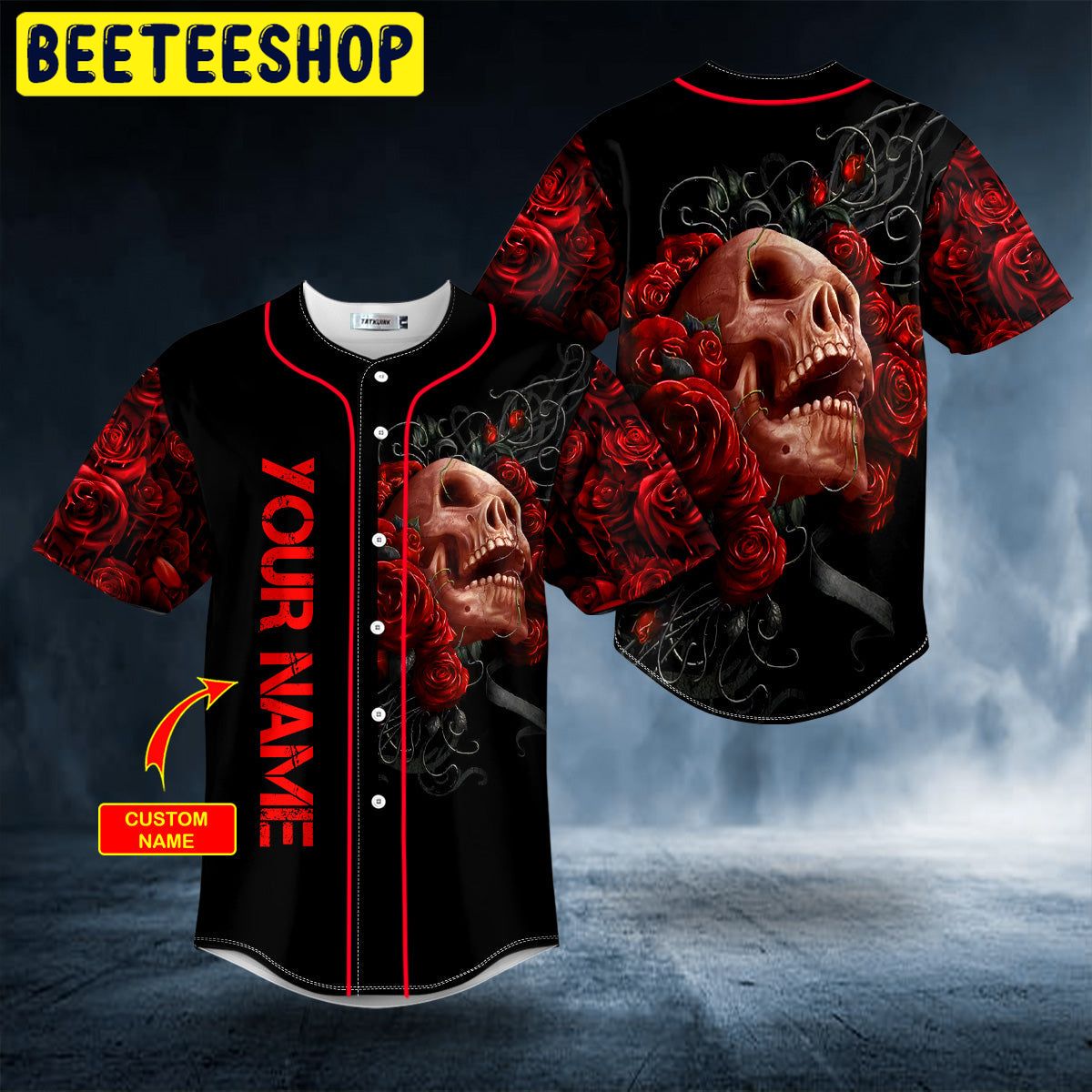 Blood Roses Skull Custom Trending Baseball Jersey