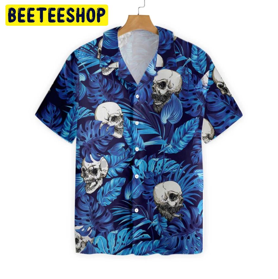 Blue Tropical Floral Summer And Skull Trending Hawaiian Shirt