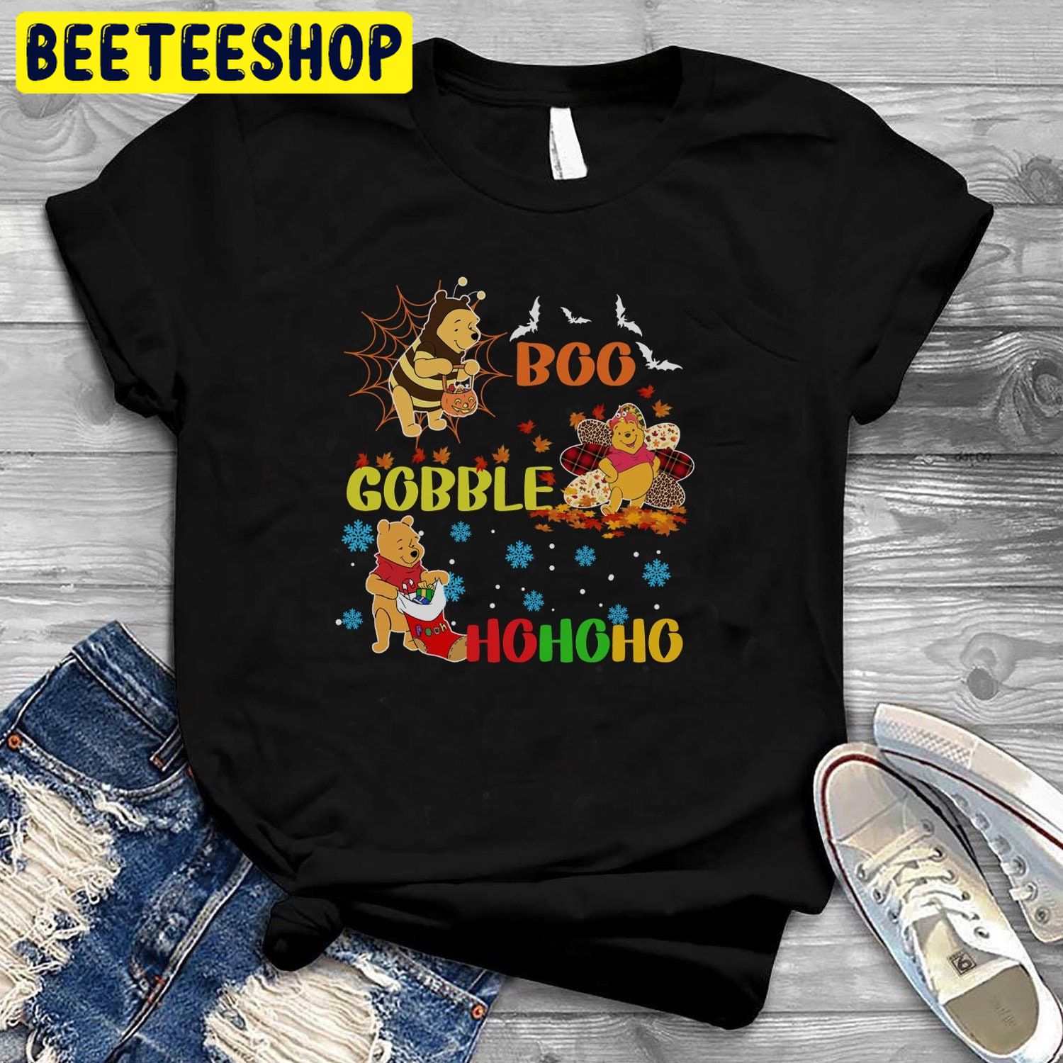 Boo-Gobble-Hohoho Winnie The Pooh Disney Halloweenthanksgiving Trending Unisex Shirt