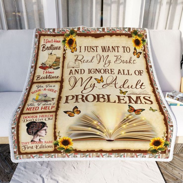 Bookworm I Just Want To Read My Books And Ignore All Of My Adult Problems Comfy Sofa Throw Blanket