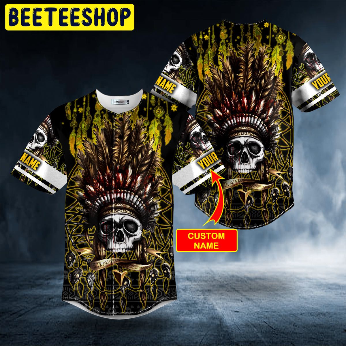 Brocade Pattern 12 Native Skull Custom Trending Baseball Jersey