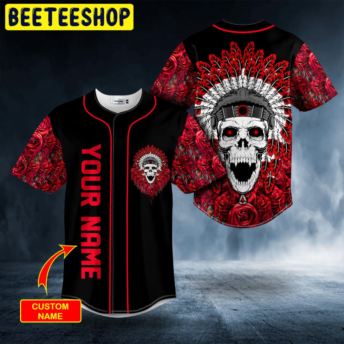 Brocade Pattern 15 Native Skull Custom Trending Baseball Jersey