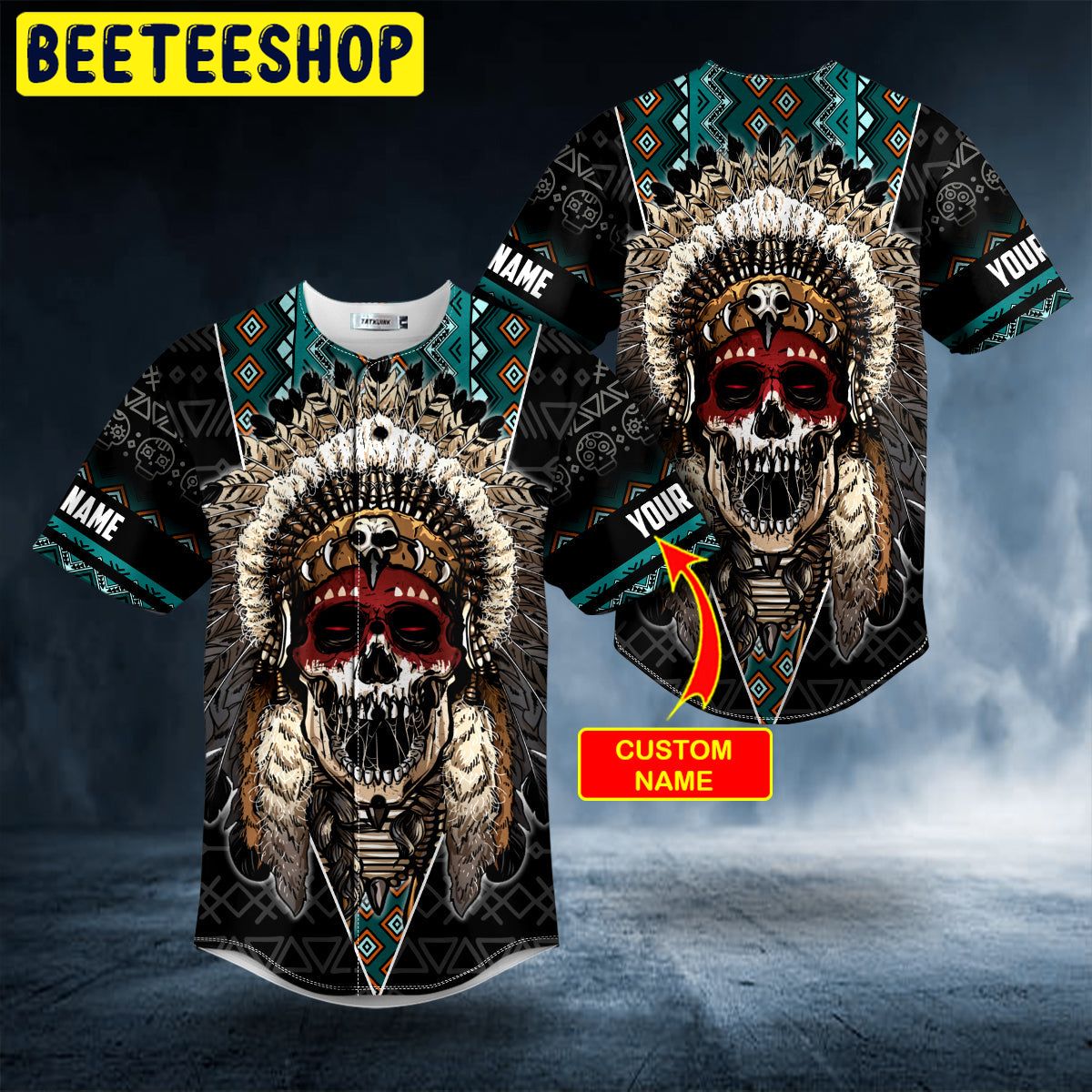 Brocade Pattern 5 Native Skull Custom Trending Baseball Jersey