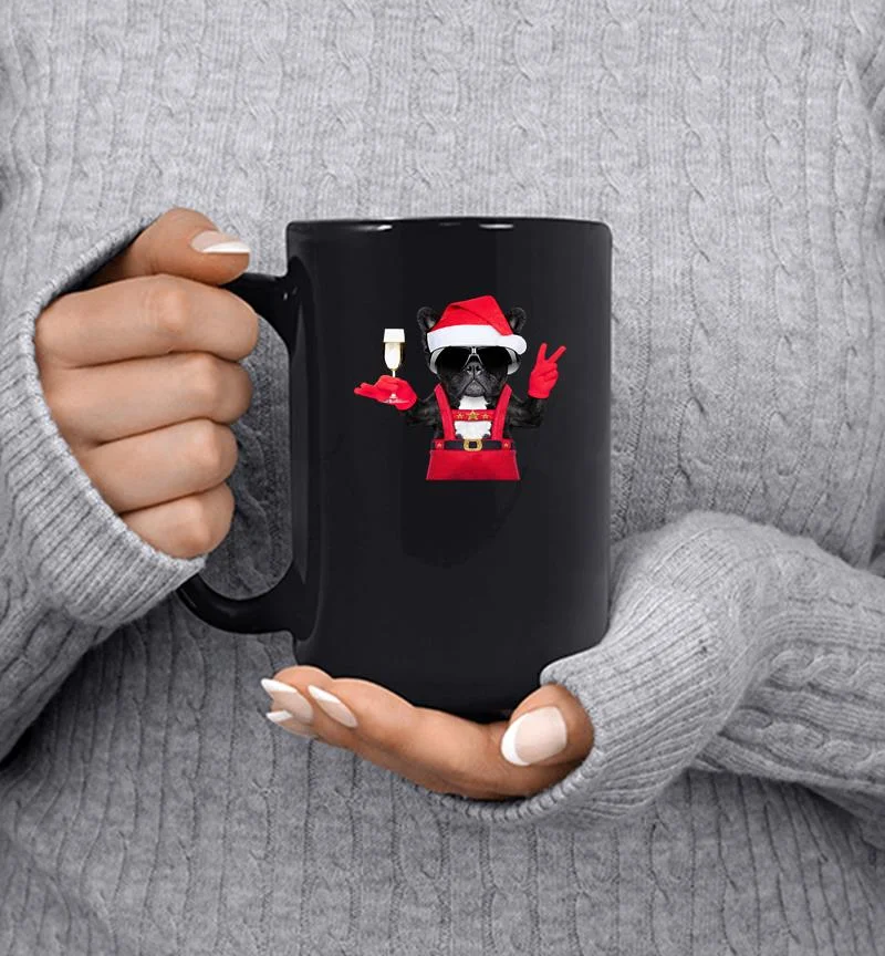 Bulldog Deapool Santa Wine Christmas Mug