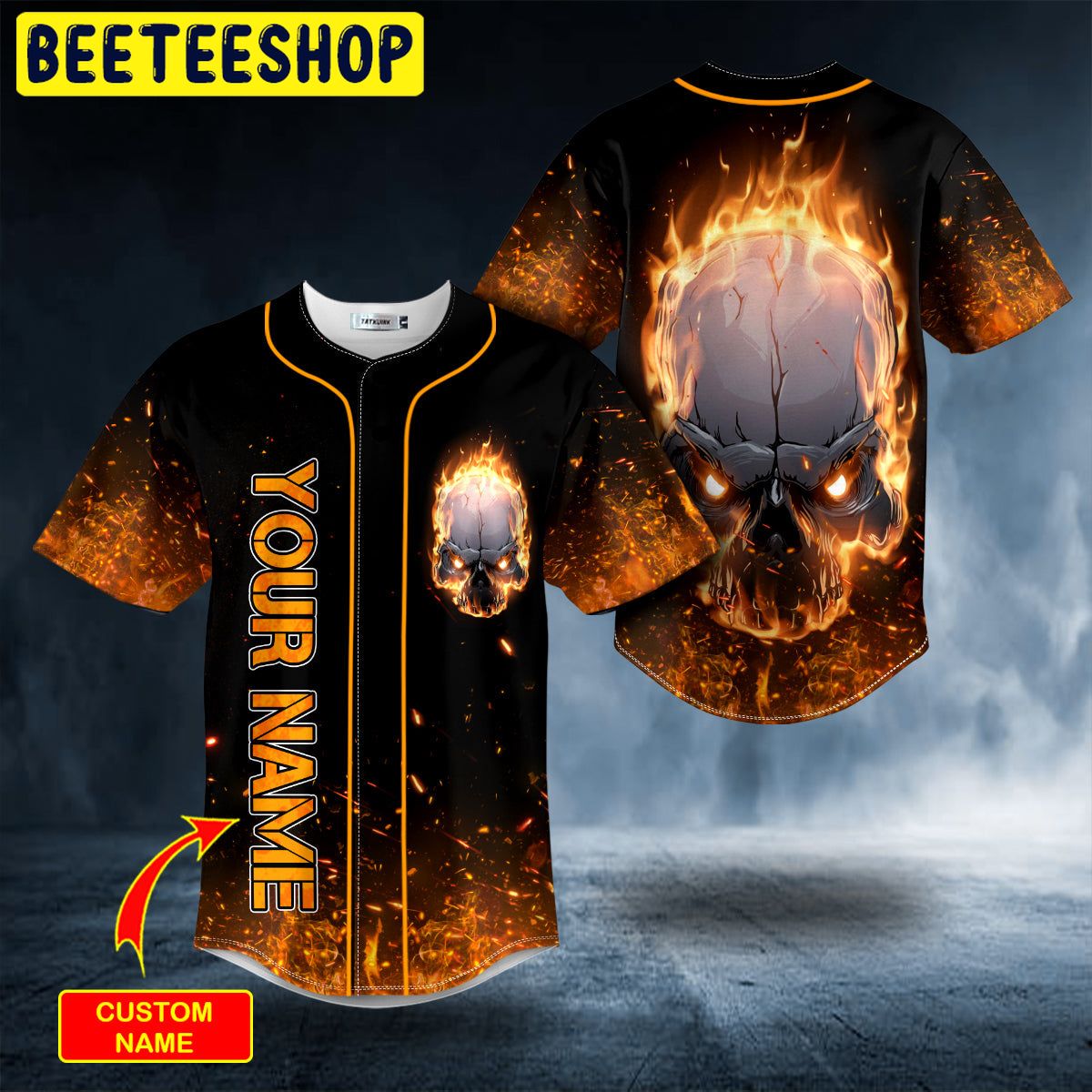 Burning Angry Skull Custom Trending Baseball Jersey