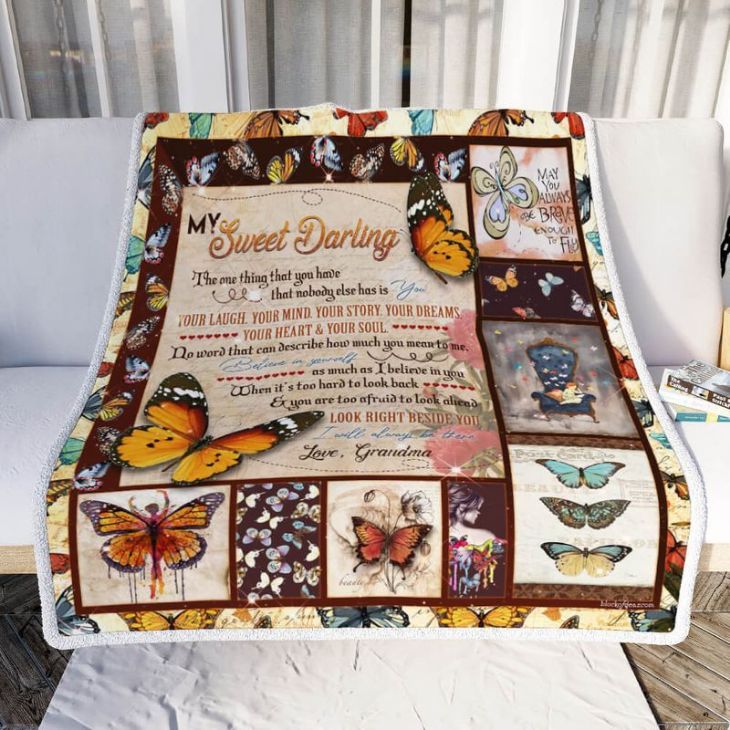 Butterfly My Sweet Darling Love Grandma Comfy Sofa Throw Blanket