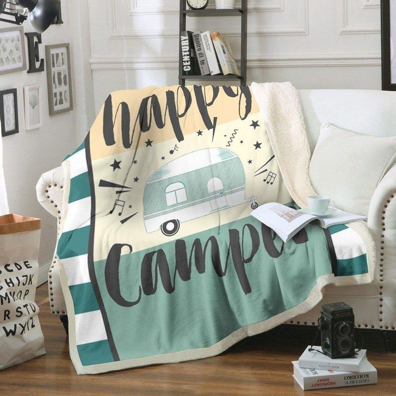 Camping Happy Camper Comfy Sofa Throw Blanket