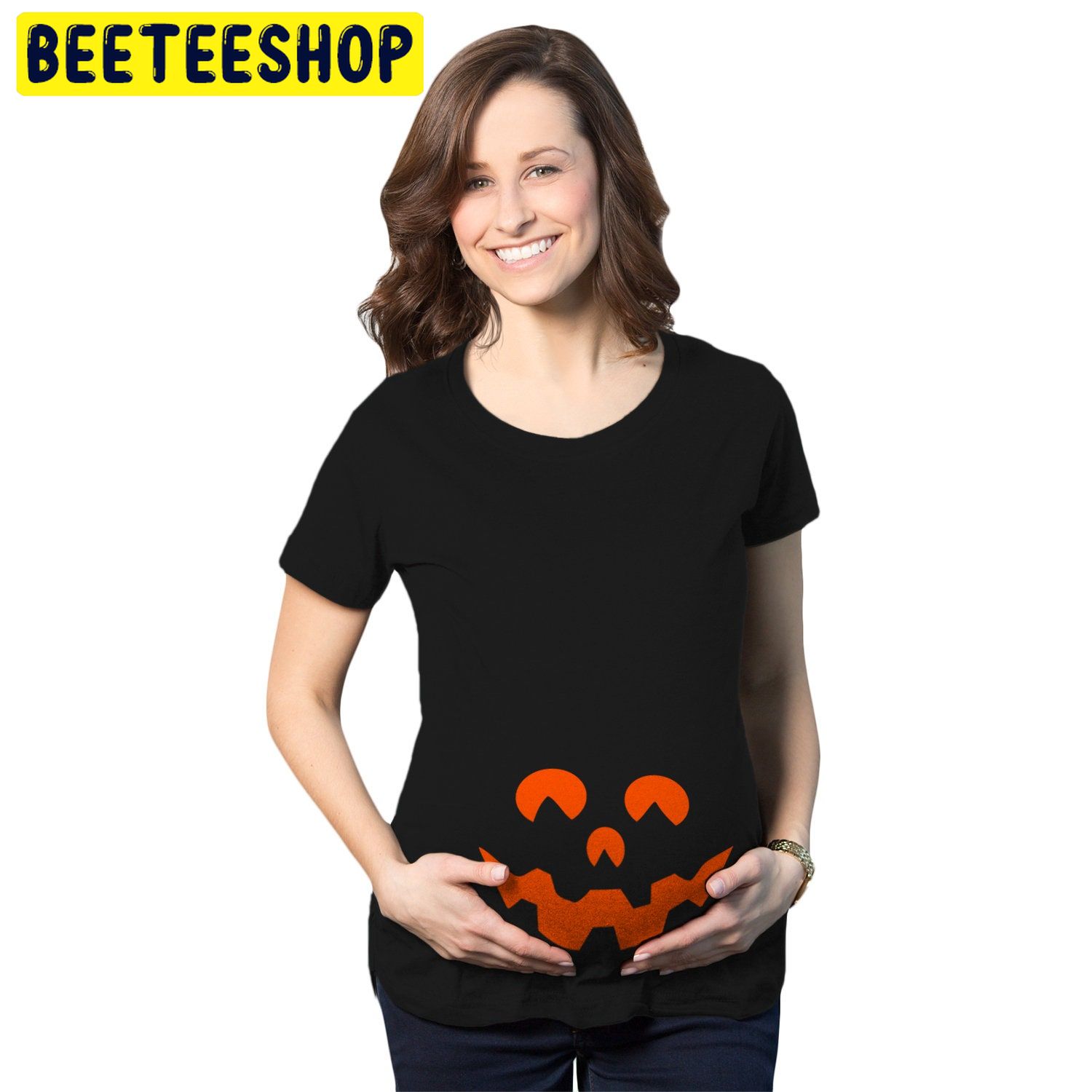 Cartoon Eyes Pumpkin Halloween Maternity Trending Unisex Shirt