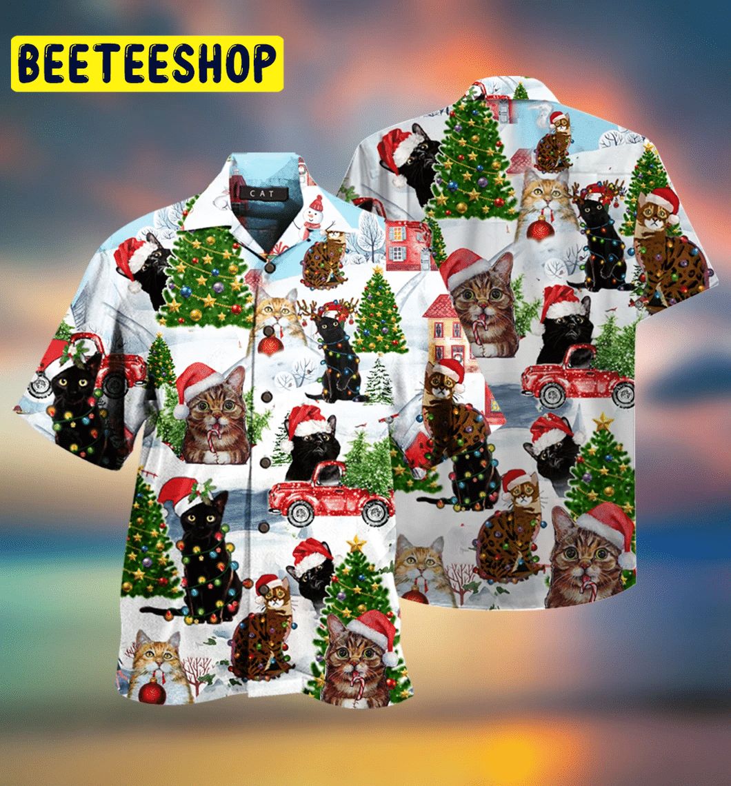 Cat Christmas Santa Trending Hawaiian Shirt