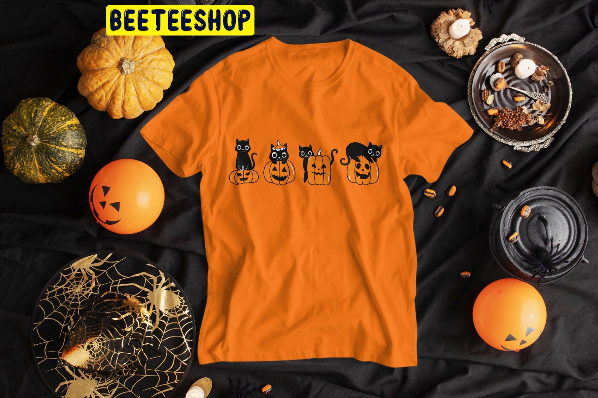 Cat Lovers Paws Pets Witches Witch Pumpkin Halloween Trending Unisex Shirt