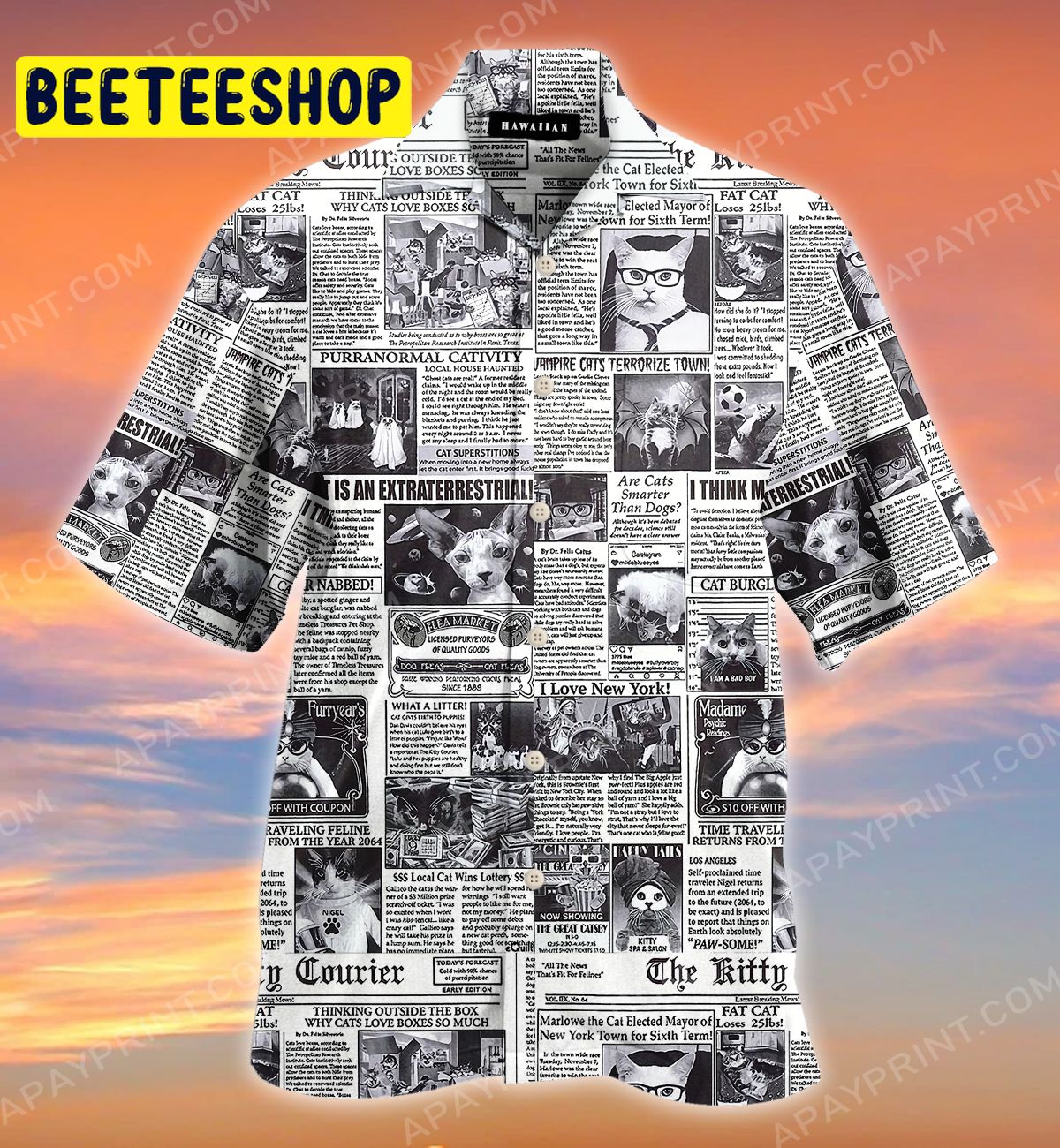 Cat Newspaper Trending Hawaiian Shirt