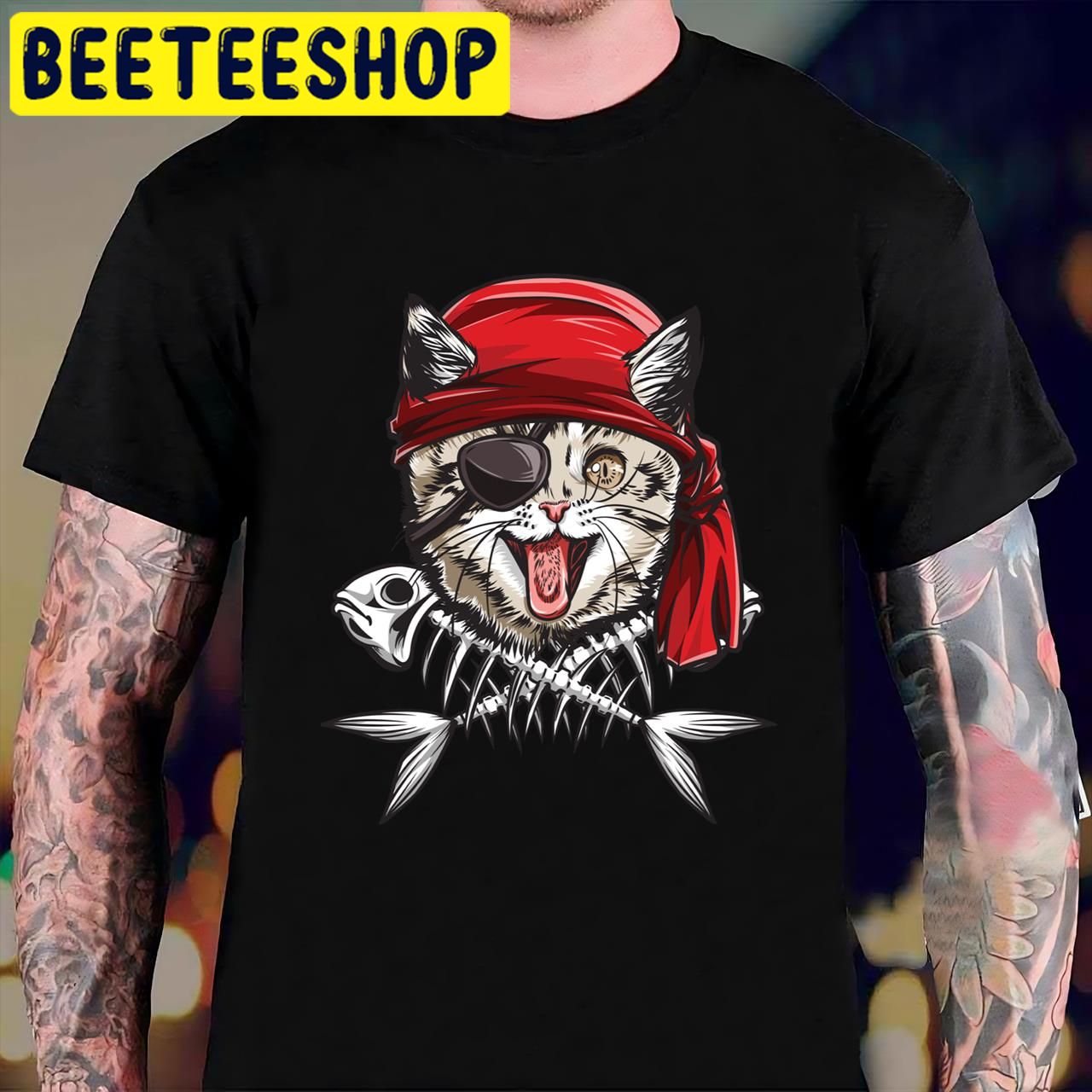 Cat Pirate Jolly Roger Flag Skull And Crossbones Halloween Trending Unisex T-Shirt